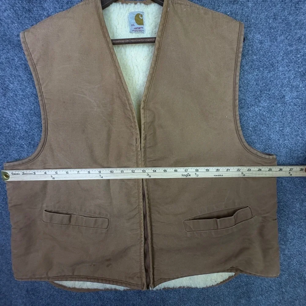 Carhartt Duck Vest Mens XXL Brown Sherpa Lined Vintage Canvas Workwear Union